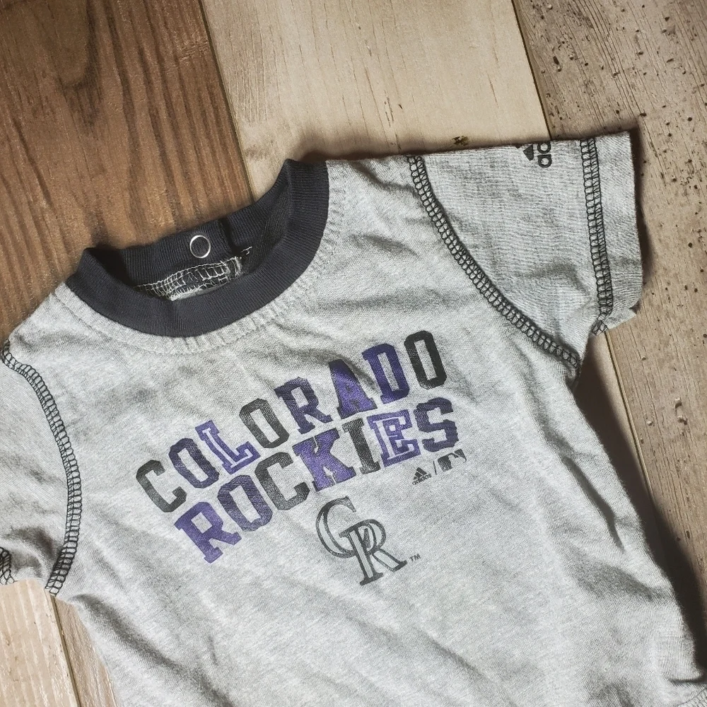 Adidas MLB Colorado Rockies Gray Baby Onesie Bodysuit Size 0/3 Months EUC